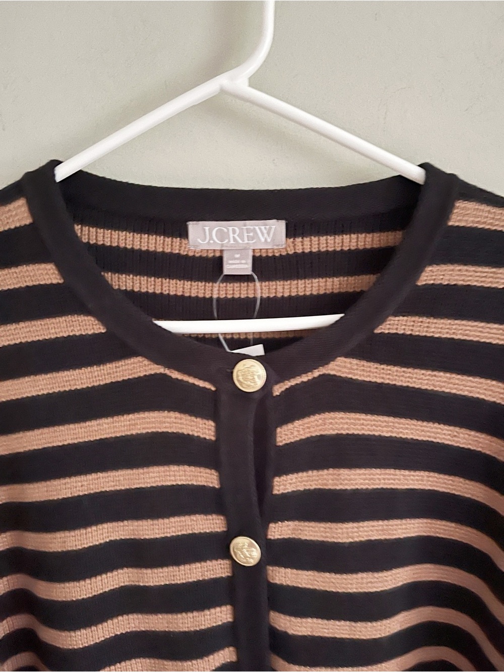 J Crew black/brown striped Emilie cardigan Lady Jacket - Picture 5 of 10
